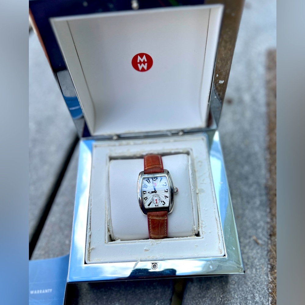 MICHELE Urban Mini Stainless Steel leather strap women’s watch